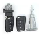 VW MQB BA New Type 2x Flip Remote Key 3 Buttons 433MHz With Lock Set