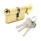 Pure Brass Cylinder with 3 pcs Brass Normal Keys, PB Size 70mm