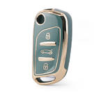 Capa Nano de alta qualidade para Peugeot Flip Remote Key 3 botões cor cinza PG-B11J