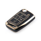 New Aftermarket Nano High Quality Cover For Volkswagen Flip Remote Key 4 Buttons Black Color VW-B11J4 | Emirates Keys -| thumbnail