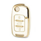 Nano High Quality Cover For Wuling Flip Remote Key 3 Buttons White Color WL-A11J3