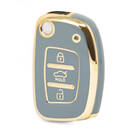 Nano High Quality Cover For Hyundai Flip Remote Key 3 Buttons Gray Color HY-F11J3B