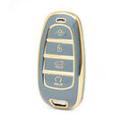 Nano – housse de haute qualité pour clé télécommande Hyundai Sonata, 4 boutons, couleur grise, HY-H11J4B
