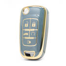 Nano High Quality Cover For Chevrolet Flip Remote Key 5 Buttons Gray Color CRL-D11J5