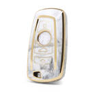 Nano couvercle en marbre de haute qualité pour clé télécommande BMW 4 boutons, couleur blanche BMW-A12J