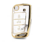 Nano High Quality Marble Cover For Volkswagen Flip Remote Key 3 Buttons White Color VW-B12J