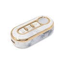 Novo aftermarket nano capa de mármore de alta qualidade para fiat flip chave remota 3 botões cor branca FIAT-A12J Chaves dos Emirados -| thumbnail