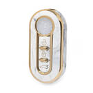 Capa de mármore nano de alta qualidade para Fiat Flip Remote Key 3 botões cor branca FIAT-A12J