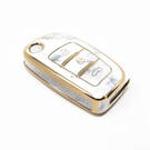Nueva cubierta de mármol de alta calidad Nano del mercado de accesorios para llave remota Geely Flip 3 botones Color blanco GL-D12J | Cayos de los Emiratos -| thumbnail