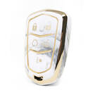 Нано-высококачественная мраморная крышка для дистанционного ключа Cadillac 5 кнопок белого цвета CDLC-A12J5