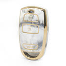 Нано-высококачественный мраморный чехол для удаленного ключа Kia с 3 кнопками белого цвета KIA-Q12J