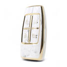 Capa de mármore nano de alta qualidade para chave remota Genesis Hyundai 4 botões cor branca HY-I12J4A