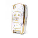 Нано-высококачественный мраморный чехол для Chevrolet Flip Remote Key 4 кнопки белого цвета CRL-A12J4