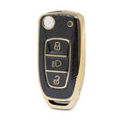 Nano Funda de cuero dorado de alta calidad para mando a distancia TATA, 3 botones, Color negro, TATA-B13J
