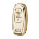 Nano High Quality Gold Leather Cover For Audi Remote Key 3 Buttons White Color Audi-A13J