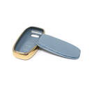 New Aftermarket Nano High Quality Gold Leather Cover For Audi Remote Key 3 Buttons Gray Color Audi-A13J | Emirates Keys -| thumbnail