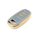 غطاء جلد ذهبي نانو جديد لما بعد البيع عالي الجودة لمفتاح التحكم عن بعد أودي 3 أزرار لون رمادي Audi-A13J | مفاتيح الإمارات -| thumbnail