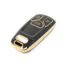 New Aftermarket Nano High Quality Gold Leather Cover For Audi Remote Key 3 Buttons Black Color Audi-B13J | Emirates Keys -| thumbnail