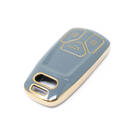 Novo aftermarket nano capa de couro dourado de alta qualidade para chave remota audi 3 botões cor cinza Audi-B13J | Chaves dos Emirados -| thumbnail