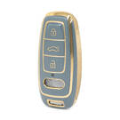 Nano – housse en cuir doré de haute qualité, pour clé télécommande Audi à 3 boutons, couleur grise, Audi-D13J
