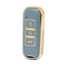 Nano Funda de cuero dorado de alta calidad para mando a distancia Baojun, 3 botones, Color gris, BJ-A13J