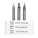 2 End Mill & 1 Tracer Point Carbide Set Of 3 PCs ( φ0.8 - 50° - φ0.8  )