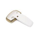 New Aftermarket Nano High Quality Gold Leather Cover For BMW Remote Key 4 Buttons White Color BMW-A13J4A | Emirates Keys -| thumbnail