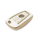New Aftermarket Nano High Quality Gold Leather Cover For BMW Remote Key 4 Buttons White Color BMW-A13J4A | Emirates Keys -| thumbnail