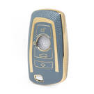 Nano High Quality Gold Leather Cover For BMW Remote Key 4 Buttons Gray Color BMW-A13J4A