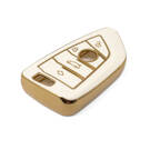 Housse en cuir doré de haute qualité pour clé télécommande BMW, 4 boutons, couleur blanche, BMW-B13J | Clés des Émirats -| thumbnail