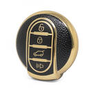 Nano Funda de cuero dorado de alta calidad para llave remota Mini Cooper, 4 botones, Color negro, BMW-C13J4