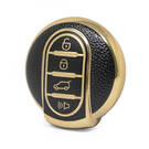 Nano High Quality Gold Leather Cover For Mini Cooper Remote Key 4 Buttons Black Color BMW-C13J4