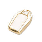 New Aftermarket Nano High Quality Gold Leather Cover For BMW Remote Key 3 Buttons White Color BMW-D13J | Emirates Keys -| thumbnail