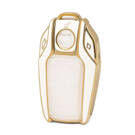 Nano High Quality Gold Leather Cover For BMW Remote Key 3 Buttons White Color BMW-D13J