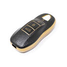 New Aftermarket Nano High Quality Gold Leather Cover For Porsche Remote Key 3 Buttons Black Color PSC-A13J | Emirates Keys -| thumbnail