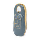 Nano High Quality Gold Leather Cover For Porsche Remote Key 3 Buttons Gray Color PSC-A13J