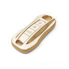 New Aftermarket Nano High Quality Gold Leather Cover For Porsche Remote Key 3 Buttons White Color PSC-B13J | Emirates Keys -| thumbnail