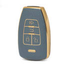 Nano Funda de cuero dorado de alta calidad para mando a distancia BAIC, 4 botones, Color gris, BQ-A13J