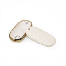 New Aftermarket Nano High Quality Gold Leather Cover For Mercedes Benz Remote Key 3 Buttons White Color Benz-C13J | Emirates Keys -| thumbnail