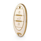 Nano Funda de cuero dorado de alta calidad para mando a distancia Bestune, 3 botones, Color blanco BT-A13J