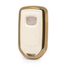 Кожаный чехол с нано-золотистым покрытием Honda Remote Key 2B, белый HD-A13J2 | МК3 -| thumbnail