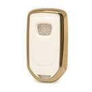 Кожаный чехол с нано-золотистым покрытием Honda Remote Key 3B, белый HD-A13J3A | МК3 -| thumbnail