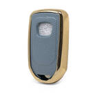Кожаный чехол с нано-золотистым покрытием Honda Remote Key 3B, серый HD-A13J3A | МК3 -| thumbnail