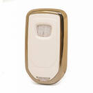 Кожаный чехол с нано-золотым покрытием Honda Remote Key 3B, белый HD-A13J3B | МК3 -| thumbnail