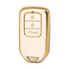 Capa de couro dourado nano de alta qualidade para chave remota Honda 3 botões cor branca HD-A13J3B