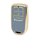 Nano High Quality Gold Leather Cover For Honda Remote Key 3 Buttons Gray Color HD-A13J3B