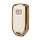 Кожаный чехол с нано-золотым покрытием Honda Remote Key 4B, белый HD-A13J4 | МК3 -| thumbnail