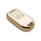 New Aftermarket Nano High Quality Gold Leather Cover For Honda Remote Key 4 Buttons White Color HD-A13J4 | Emirates Keys -| thumbnail