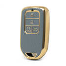 Nano High Quality Gold Leather Cover For Honda Remote Key 4 Buttons Gray Color HD-A13J4