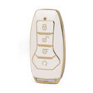 Nano – housse en cuir doré de haute qualité, pour clé télécommande BYD, 4 boutons, couleur blanche, BYD-A13J